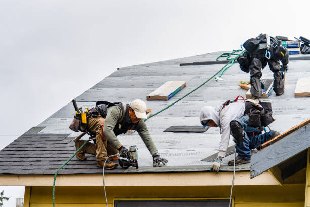 Professional Gutter Installation technician working in Hasbrouck Heights, NJ